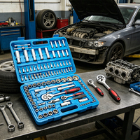 Jeu de clés à douilles en acier au carbone de 108 pièces avec poignée à cliquet OEM pour la réparation automobile, l'entretien mécanique en atelier
