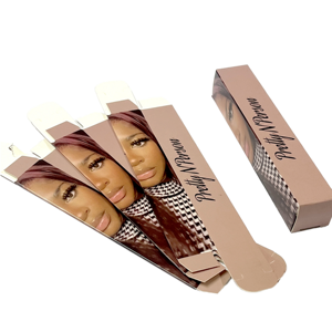 Eleganti Scatole Personalizzate in Cartone per Extension di Capelli Umani, Tonalità Nude, Stampa Fotografica Professionale, Confezioni per Fasci di Capelli in Seta - Product Image 1