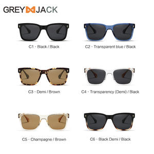 แว่นกันแดดยูนิเซ็กส์เกรย์แจ็คกรอบพีซี เลนส์ทาค ป้องกันรังสียูวี 400 ประเภท 3 ที่บังแดด สีดำ ขาแว่นแบบแทรก - Product Image 5