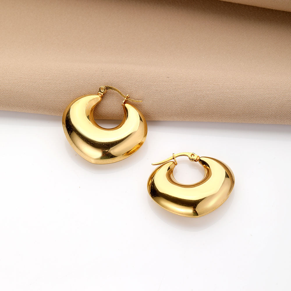 Orecchini A Cerchio A Forma Di C Intrecciati A Vite Placcati Oro 18 Carati In Acciaio Inossidabile Di Moda Per Gioielli Da Donna - Foto 6