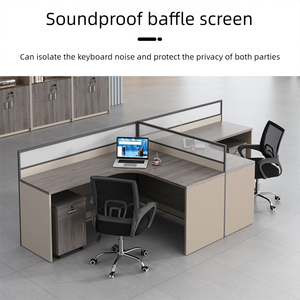 Buena calidad 2,4 m Mdf 2 personas Partición Mesa de oficina de segunda mano Coworking Escritorios de oficina en forma de L para personal - Product Image 3