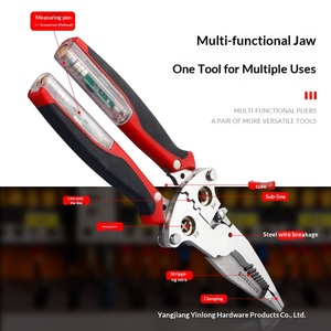 Key plate stainless steel thickened folding with measuring pen <b>wire</b> stripping pliers electrician stripping line winding special - Product Image 3