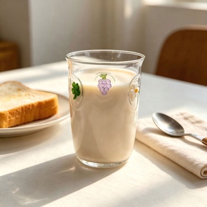 Bicchiere in Vetro Borosilicato 3D con Motivi Floreali e Frutta, Grazioso Design <span class=keywords><strong>Margherita</strong></span>, Trifoglio e Uva, per Latte, Succo e <span class=keywords><strong>Caffè</strong></span> - Product Image 2