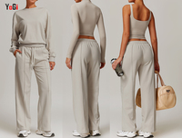 Femmes décontracté automne hiver pull costume confortable coupe ample solide quatre pièces ensemble pour le sport Jogging vêtements respirants