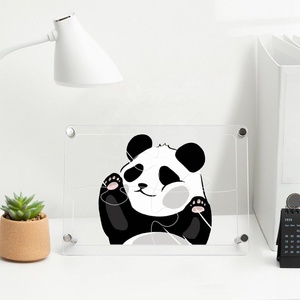 Vui vẻ rõ ràng Acrylic khung ảnh với vui <span class=keywords><strong>Panda</strong></span> Thời Trang câu đố thiết kế UV in trên sắt Máy tính để bàn dấu khối hiển thị - Product Image 3