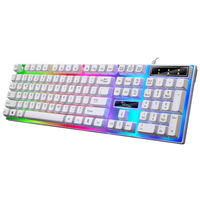 Combinaison clavier-souris filaire USB rétroéclairé arc-en-ciel RVB Design ergonomique Ordinateur portable PC Gaming Office Utilisation avec clavier à 104 touches