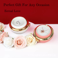 Boîte à bijoux ronde avec fleurs préservées, coffret cadeau rose éternelle, prix d'usine, longue durée (3-5 ans), Saint-Valentin, Nouvel An, Noël