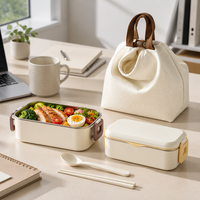Fabrik-Großhandel Tragbare 304 Edelstahl Doppelschicht-Lunchbox Bento-Behälter-Set für Büro, Schule, Camping