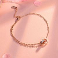 Collier pendentif double anneau en cuivre, orné de diamants, chiffres romains, style bambou, tendance, best-seller transfrontalier