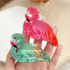 <span class=keywords><strong>PL</strong></span> kadınlar pembe renkli kuş akrilik hayvan Flamingo saç pençe - Product Image 3