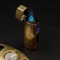 Coffret Cadeau Cigare GUEVARA – Briquet Torche Triple Jet Coupe-Vent avec Coupe-Cigare – Kit d'Accessoires de Luxe pour Fumeurs – Idéal pour Cadeau d'Affaires