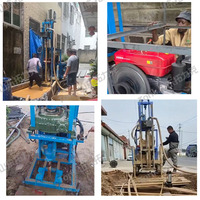 Petite plateforme de forage de puits d'eau portable sur châssis tricycle, profondeur 150m, avec mèche de forage PDC, moteur de pompe, alimentée au diesel, pour usage domestique