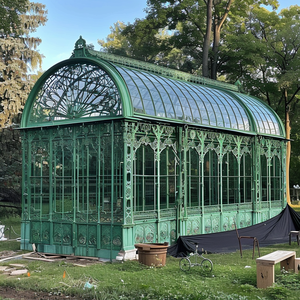 في الهواء الطلق العتيقة الكبيرة فيكتوريا نمط قبة مقوسة النوافذ جناح الدفيئة المعادن الخضراء شرفة الديكور مانور - Product Image 4