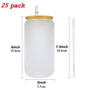 Paquet de 25 canettes en verre de soda à bière de 16oz avec couvercles en plastique drink-BLB00125MS froide réutilisable - Product Image 2