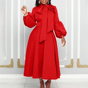 ZHEZHE 2024 primavera nuevo vestido Formal de fiesta elegante <span class=keywords><strong>para</strong></span> damas falda grande dobladillo pajarita cintura alta mangas de burbuja encaje con lentejuelas - Product Image 4