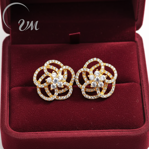 Pendientes de Plata 925 con Circonita, Chapados en Oro, Certificados NGTC, Aptos para Uso Diario, Bodas y Fiestas, Unisex/Hombre/Mujer, Venta al Por Mayor de Joyería UM - Product Image 4