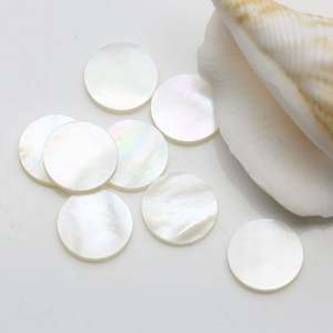 En stock Vadrouille ronde à double tranche plate en coquille blanche Disques ronds en nacre naturelle - Product Image 3