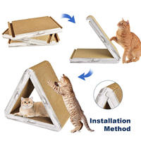 Modernes Faltbares Dreieckiges Katzen-Kratzbrett mit 6 Nutzbaren Seiten aus Sisal & Holz Langlebiges Vertikales Design für Wohnungskatzen