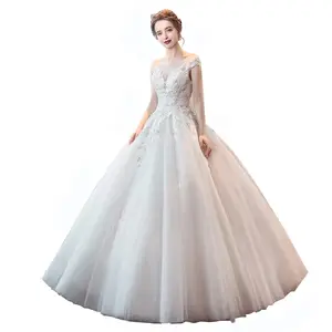 Robe de mariée 2021 Longueur de plancher Vintage Mariée robe de mariée en satin moderne plaine douce robe de mariée en tulle