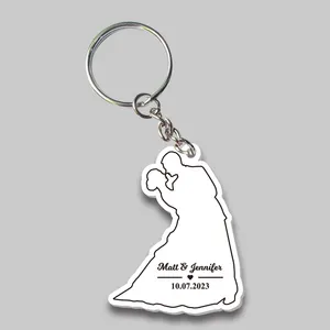 Personalize White 100 Custom Small Gift Wedding Souvenir Favors Key Ring For Guest Fan