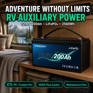 Batterie TPENERGY 12,8V 200Ah LFP à décharge profonde avec protection BMS 4S pour stockage solaire hors réseau, camping-car et bateau - Product Image 2