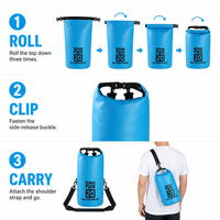Sac à dos étanche pliable en PVC personnalisé en usine, 20L, léger, flottant, pour la plage, la natation, le canyoning, les courts séjours