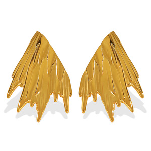 Wing-Shaped <b>Stud</b> <b>Earrings</b> Gold <b>Silver</b> Asymmetrical Design Women's Fashion Jewelry - Product Image 5