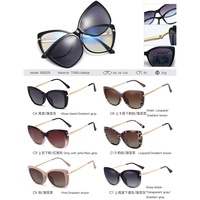 95829 Nouvelles Lunettes de Soleil Magnétiques 2-en-1 Anti-Lumière Bleue avec Verres TAC Légers à Clipser, Style Oeil de Chat, Protection UV400 pour la Conduite