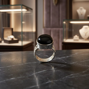 Bague Cocktail Moderne Vintage en Onyx Noir, Plaqué Argent 925, Acier Inoxydable, Sertissage Cabochon, Unisexe, Usage Quotidien, Tendance - Product Image 4