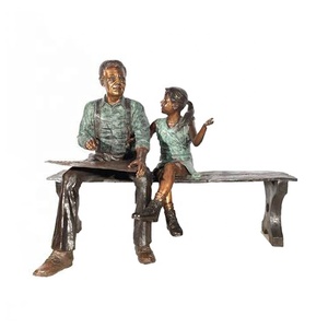 Gran oferta, artesanías de Metal de bronce, intrigantes estatuas para <span class=keywords><strong>padre</strong></span> e hija - Product Image 1