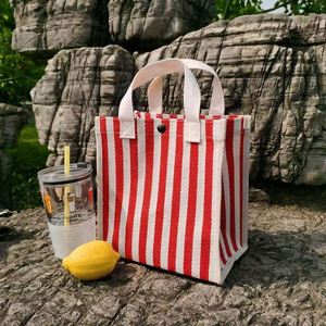 <b>Large</b> Capacity Striped Canvas Tote Bag Customize Portable Travel Storage Eco-Friendly Shopping Bag - Product Image 3
