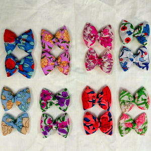 Luxury Handmade Floral <b>Bow</b> Hair <b>Clips</b> for Girls Multicolor Cotton Daily Wear Party Kids Styling Wholesale Collection - Product Image 1