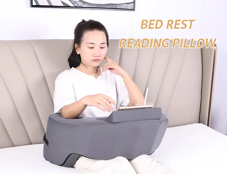 포켓 팔 레스트가있는 초대형 독서 베개 메모리 폼 침대 휴식 베개 침대 바닥 소파에서 일하는 독서 가능