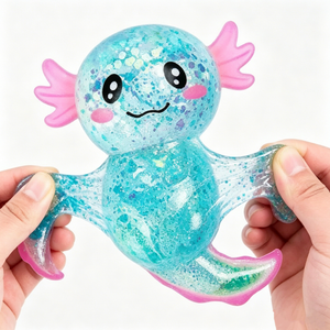 Jouet sensoriel extensible en forme d'axolotl scintillant, boule de sucre moelleuse anti-stress pour enfants - Product Image 6
