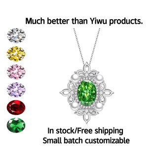 नई क्रॉस-बॉर्डर ओवल कट पेंडर फूलों के रेडिएंट कट स्पोर्टी यूनिसेक्स टिबेकन चांदी की बांस श्रृंखला समुद्री हार - Product Image 1