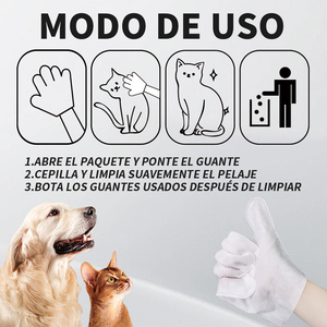 Guantes de tela para limpieza corporal de mascotas con aceite de aloe y jojoba para perros y gatos, sin enjuague ni perfume - Product Image 5