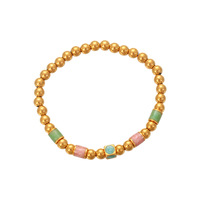 Bracelet en acier inoxydable plaqué or 18 carats avec perles colorées en forme de goutte d'huile pour femmes, bijoux exquis et polyvalents, tendance et à la mode
