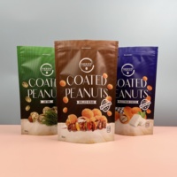 Sacs en plastique personnalisés imprimés pour cacahuètes, colorés, avec impression héliogravure, type stand-up, réutilisables pour aliments, aliments pour animaux, chewing-gum