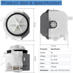 00631200 Bomba de Desagüe para Lavavajillas DC 37 a 80 V Compatible con Algunos Lavavajillas Bosch - Product Image 2