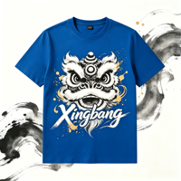 T-shirt en polyester personnalisé OEM avec imprimé Lion de Chine Xingbang, vente en gros, streetwear décontracté unisexe pour le quotidien, directement de l'usine