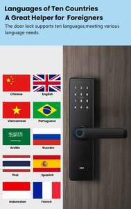 قفل ذكي أبيض للأبواب الخشبية مع لوحة مفاتيح واي فاي وبلوتوث وبطاقة وكلمة مرور وماسح بصمات الأصابع، يعمل بتطبيق Tuya TT للمنزل والمكتب والفندق - Product Image 4