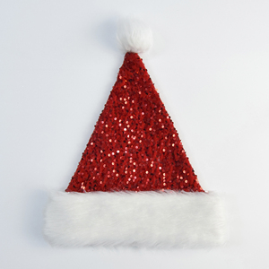 Sombrero clásico <span class=keywords><strong>de</strong></span> Papá Noel <span class=keywords><strong>de</strong></span> lentejuelas rojas con ribete <span class=keywords><strong>de</strong></span> piel sintética blanca y Pompón para el día <span class=keywords><strong>de</strong></span> Navidad Sombrero <span class=keywords><strong>de</strong></span> Navidad <span class=keywords><strong>de</strong></span> felpa <span class=keywords><strong>de</strong></span> Navidad - Product Image 6