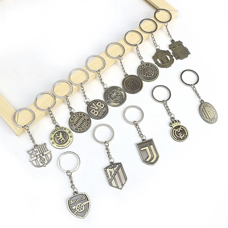 Hot Selling Private Label Metal Sports Key chains Champions Football basketball Club key ring for Fans