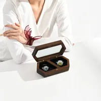 काले अखरोट लकड़ी अंगूठी बॉक्स कान की बाली लटकन आभूषण भंडारण बॉक्स कान की बाली लकड़ी के गहने बॉक्स