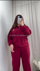 2025 Phụ Nữ Của Thời Trang Thể Thao Hai Mảnh Thiết Lập Dây Kéo Máy Bay Ném Bom Áo Ren Trang Trí Nút Đàn Hồi Cao Eo Quần Ngắn - Product Image 3