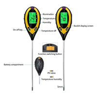 Testeur de sol 4 en 1, pH-mètre, humidimètre, thermomètre, écran LCD pour jardin, agriculture, plantes