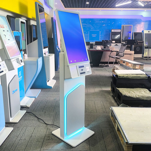 27 Inch AI Based Kiosk with LED QR Code Reader Card Swipe