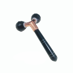 Rodillo Masajeador Facial 3D para Lifting Facial, Rodillo de Jade Obsidiana Negra Facetado para la Cara - Product Image 1