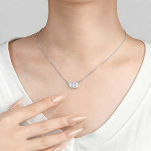 Venta Directa de Fábrica, Collar con Colgante de Plata S925 de Diseño Personalizado, con Doble Piedra de Circonia Cúbica, Corte Princesa en Forma de Pera - Product Image 5