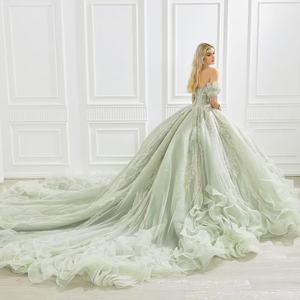 <span class=keywords><strong>Vestido</strong></span> <span class=keywords><strong>de</strong></span> Noche Moderno con Escote en V y Espalda Descubierta, Cola Catedral, Adornos <span class=keywords><strong>de</strong></span> Cristal, Flores y Perlas, <span class=keywords><strong>Vestido</strong></span> <span class=keywords><strong>de</strong></span> Quinceañera/Boda - Product Image 1